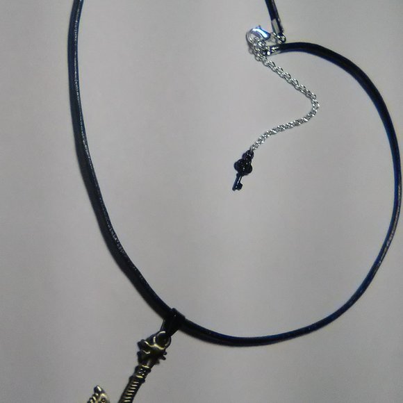 Gothic Biker Bronze Skull Axe Unisex 20" Leather Cord Choker/Necklace - Picture 5 of 10